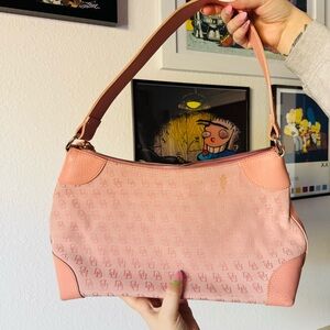 Vintage Y2K Dooney & Bourke blush bubblegum pink monogram shoulder bag purse